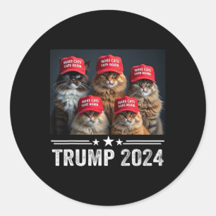 Pegatina Redonda Donald Trump Hacer que los Gatos Sean Seguros de N