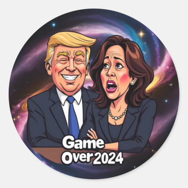 Pegatina Redonda Donald Trump Kamala harris (Anverso)