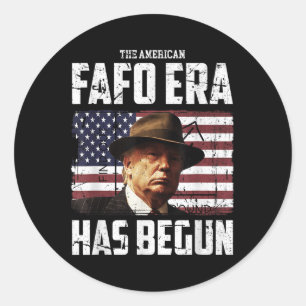 Pegatina Redonda Donald Trump La Era Fafo Estadounidense Y Encuentr
