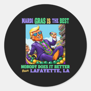 Pegatina Redonda Donald Trump Lafayette, La Mardi Gras 2025 Ninguno