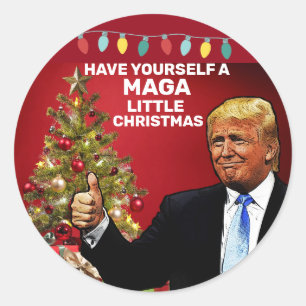 PEGATINA REDONDA DONALD TRUMP MAGA PEQUEÑOS NAVIDAD