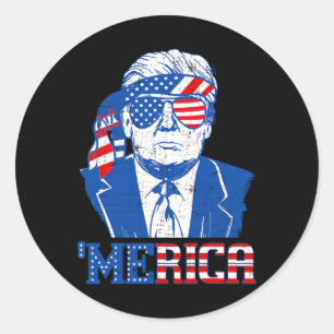 Pegatina Redonda Donald Trump Merica Trump Derriba La Bandera Estad