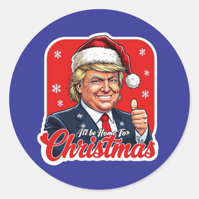Pegatina Redonda Donald Trump Navidades Santa Claus Art (Anverso)