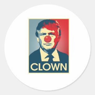 Pegatina Redonda Donald Trump PAYASO -- Anti-Trump 2016 -