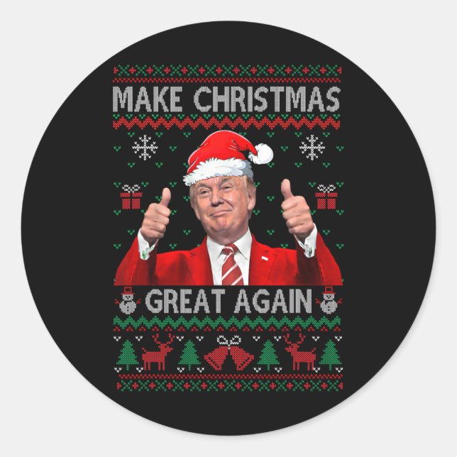 Pegatina Redonda Donald Trump President Make Christmas Great Again  (Anverso)