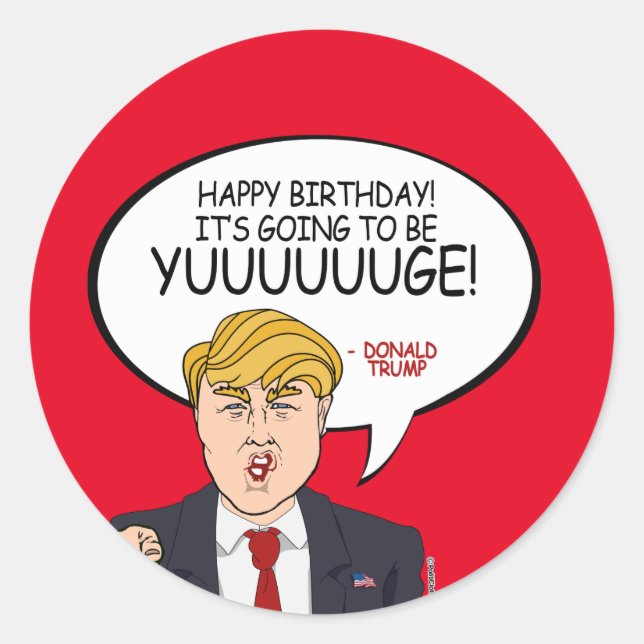 Pegatina Redonda Donald Trump saludo - Feliz cumpleaños -.png (Anverso)