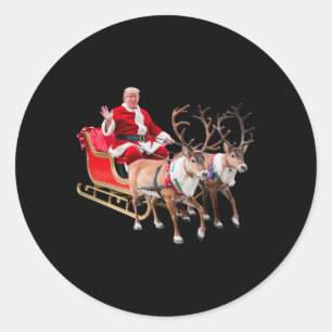 Pegatina Redonda Donald Trump Santa Claus Navidades de Sleigh Navid