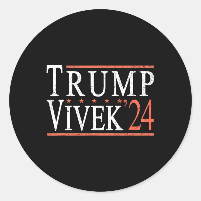 Pegatina Redonda Donald Trump Vivek Ramaswamy 2024 Presidente Repúb (Anverso)