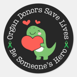 Pegatina Redonda Donante Heroico Conciencia de Donación de Órganos
