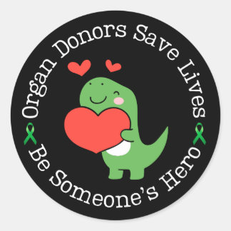 Pegatina Redonda Donante Heroico Conciencia de Donación de Órganos