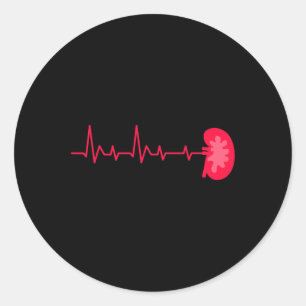Pegatina Redonda Donante Riñón - Ekg Heartbeat Enfermedad Riñón Awa