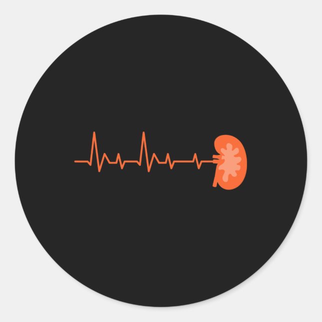 Pegatina Redonda Donante Riñón - Ekg Órgano Rústico (Anverso)