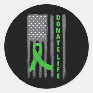 Pegatina Redonda Donar vida Bandera Patriótica Estadounidense Usa R