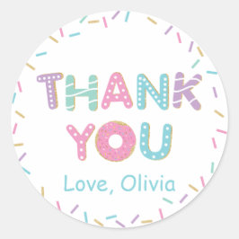 Pegatina Redonda Donas Purpurina Cumpleaños Baby Shower Agradecimie