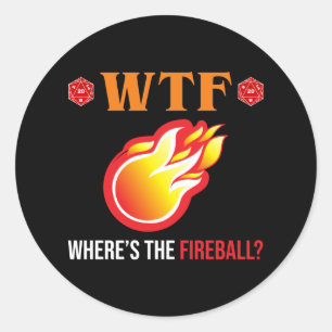 Pegatina Redonda ¿Dónde está la bola de fuego?
