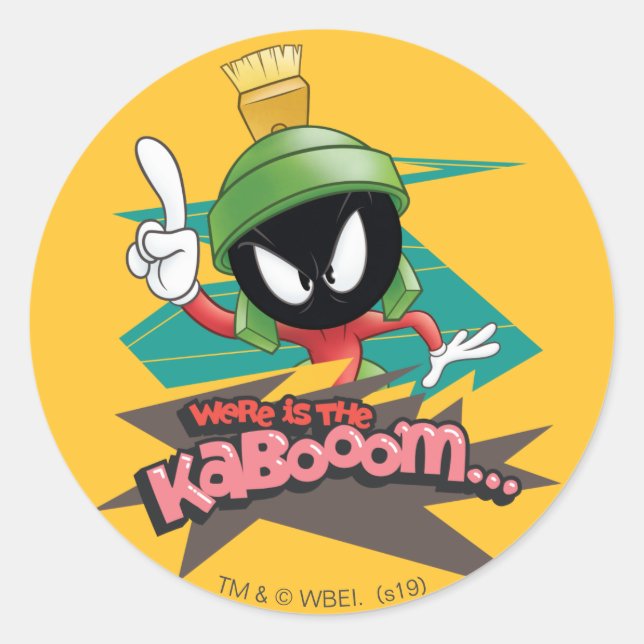 Pegatina Redonda "¿Dónde está la Kabooom" MARVIN THE MARTIAN™ Point (Anverso)