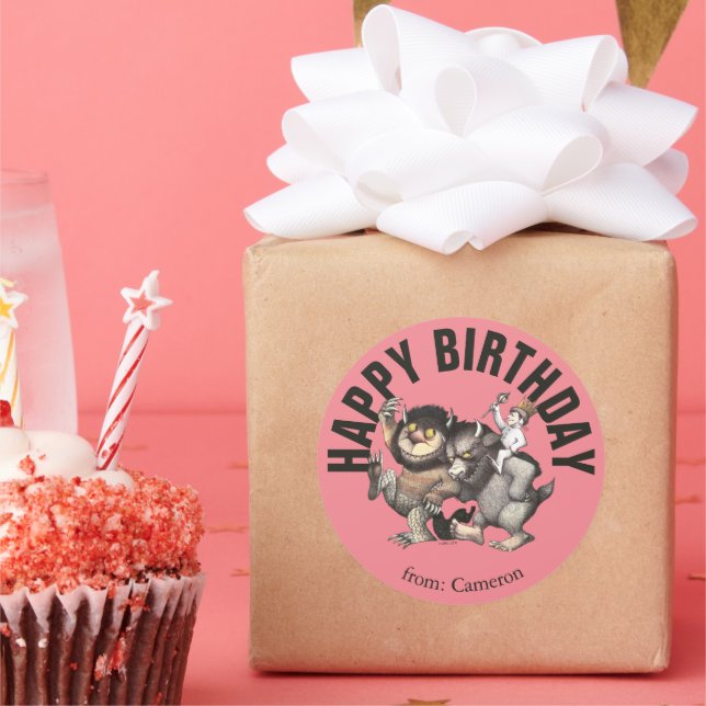 Pegatina Redonda Donde están las cosas salvajes | Cumpleaños feliz (Fiesta)