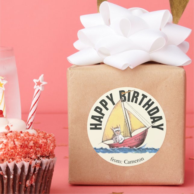 Pegatina Redonda Donde están las cosas salvajes | Cumpleaños feliz (Fiesta)