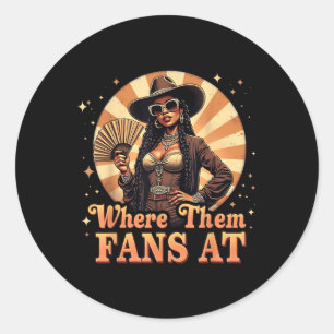 Pegatina Redonda Donde Fans De Cowgirl Retro Western Graphic