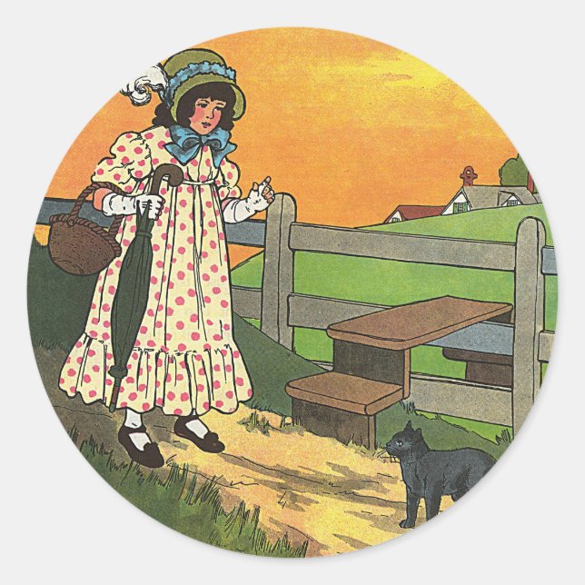 Pegatina Redonda ¿Dónde has estado? Madre Rhyme de oca (Anverso)