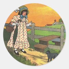 Pegatina Redonda ¿Dónde has estado? Madre Rhyme de oca