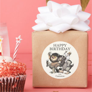 Pegatina Redonda Donde las cosas salvajes Feliz cumpleaños