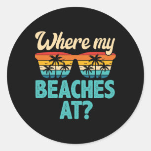 Pegatina Redonda Donde Mis Playas En Las Vacaciones De Verano En Pl