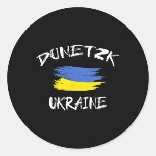 Pegatina Redonda Donetsk Ucrania Recuerdo Bandera del País Ucranian
