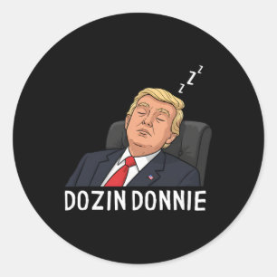 Pegatina Redonda Donnie Dozin divertido Sátira política anti Trump