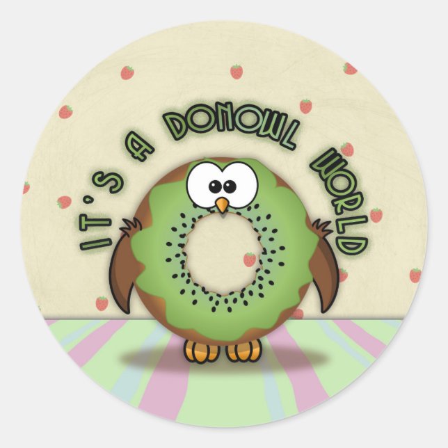 Pegatina Redonda donowl kiwi - (Anverso)