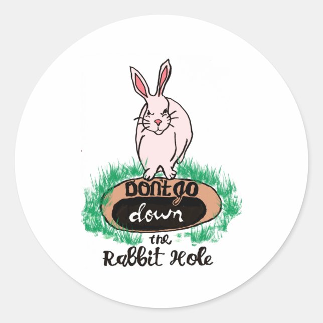 Pegatina Redonda Dont Go Down The Rabbit Hole Womens Red  (Anverso)