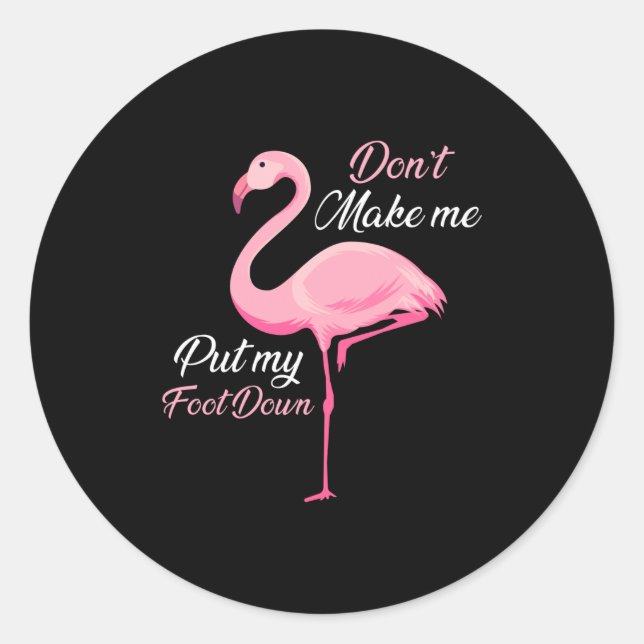 Pegatina Redonda Don't Make Me Put My Foot Down Nk Flamingo Long Sl (Anverso)