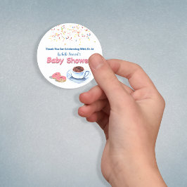 Pegatina Redonda Donut Baby Shower Sprinkles Gracias
