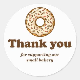 Pegatina Redonda Donut Brown Bakery Thank You Sticker