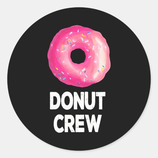 Pegatina Redonda Donut Crew Donut Birthday Party Favor (Anverso)