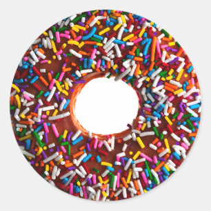 Pegatina Redonda Donut de chocolate con Jimmies