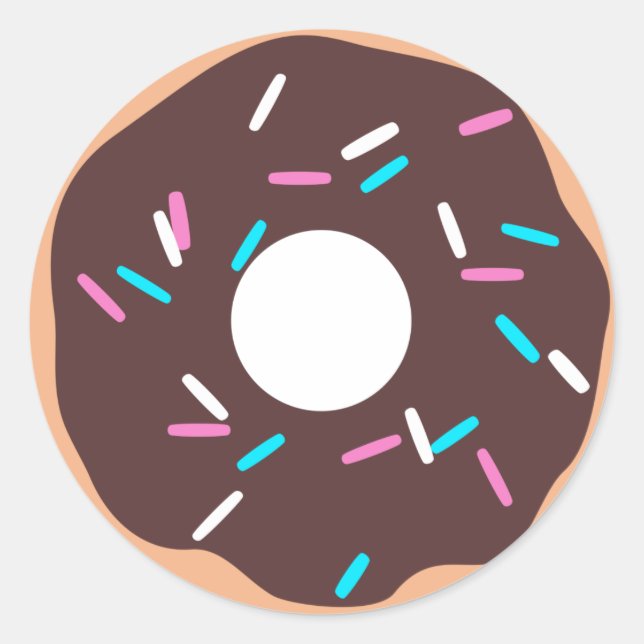 Pegatina Redonda Donut de chocolate con salpicaduras (Anverso)