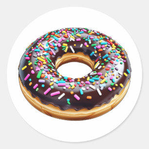 Pegatina Redonda Donut de chocolate con salpicaduras