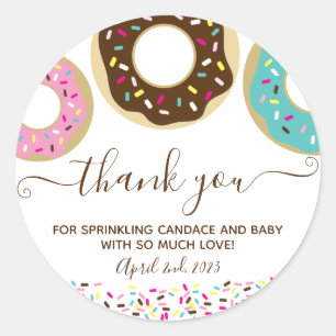 Pegatina Redonda Donut Espolvoreada con amor Bebé Sprinkle Gracias