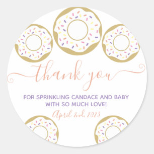 Pegatina Redonda Donut Espolvoreada con amor Bebé Sprinkle Gracias