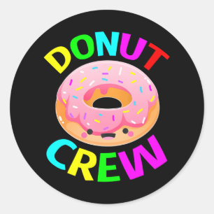 Pegatina Redonda Donut Fiesta Crew Cumpleaños para