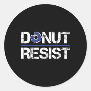 Pegatina Redonda Donut resiste al sheriff Hero Estadounidense Copfo