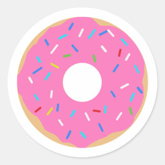Pegatina Redonda Donut rosa con salpicaduras