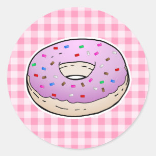 Pegatina Redonda Donut Rosa Más Dulce