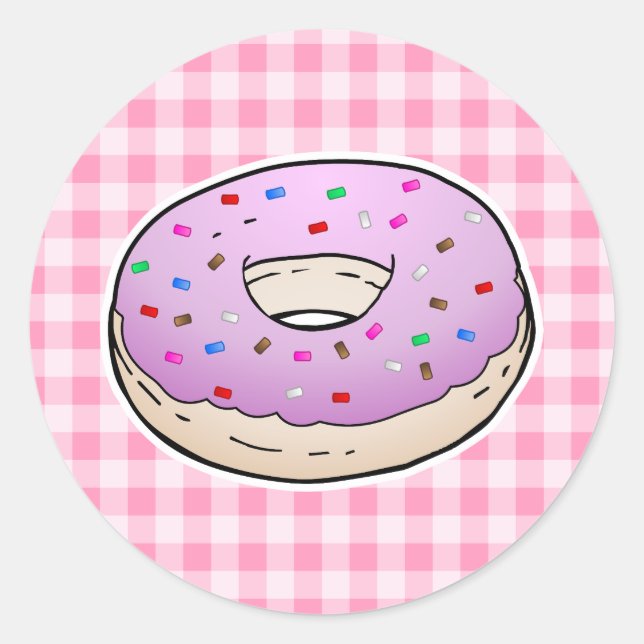 Pegatina Redonda Donut Rosa Más Dulce (Anverso)