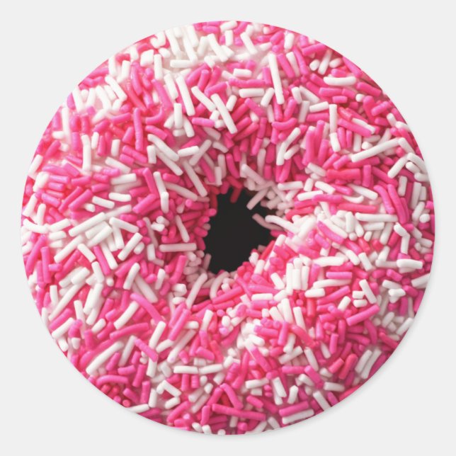 Pegatina Redonda Donut Rosado blanco (Anverso)