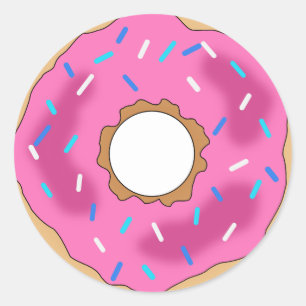 Pegatina Redonda Donut rosado con pegatinas rociadores