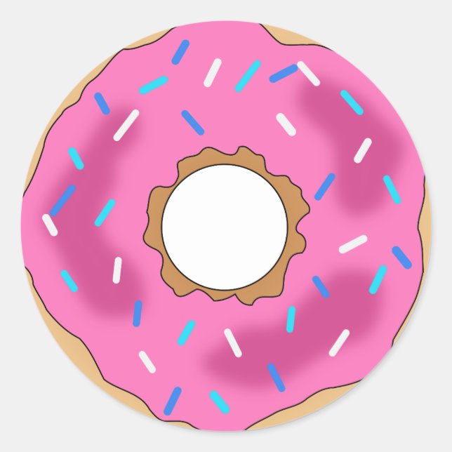 Pegatina Redonda Donut rosado con pegatinas rociadores (Anverso)