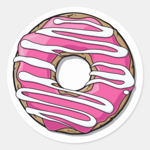 Pegatina Redonda Donut rosado personalizado con hielo