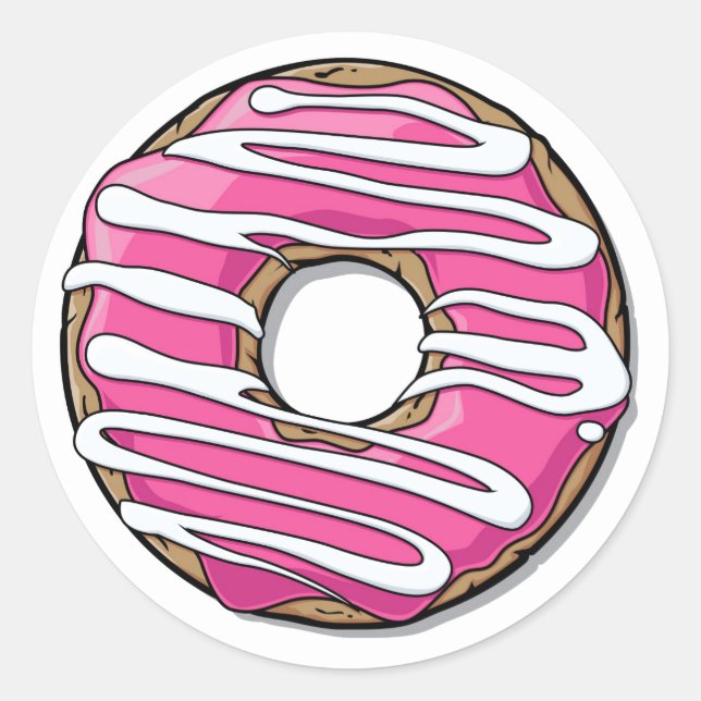 Pegatina Redonda Donut rosado personalizado con hielo (Anverso)